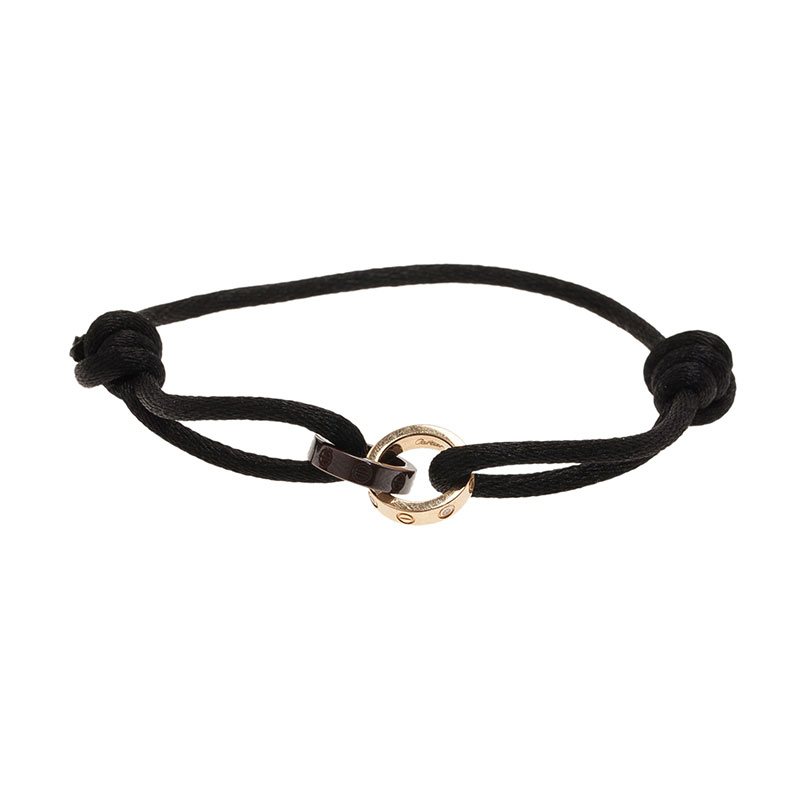 Pre Owned Cartier Love 18K Yellow Gold Brown Ceramic Diamond Bracelet