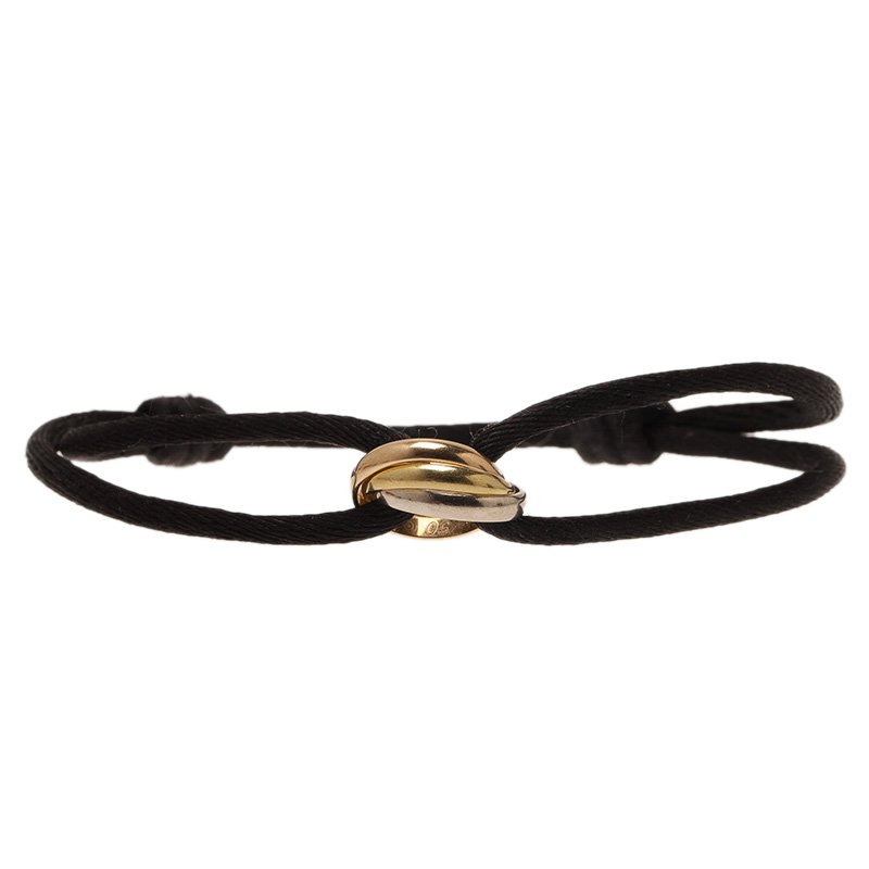Cartier Trinity Three Tone Gold Black String Bracelet Cartier TLC