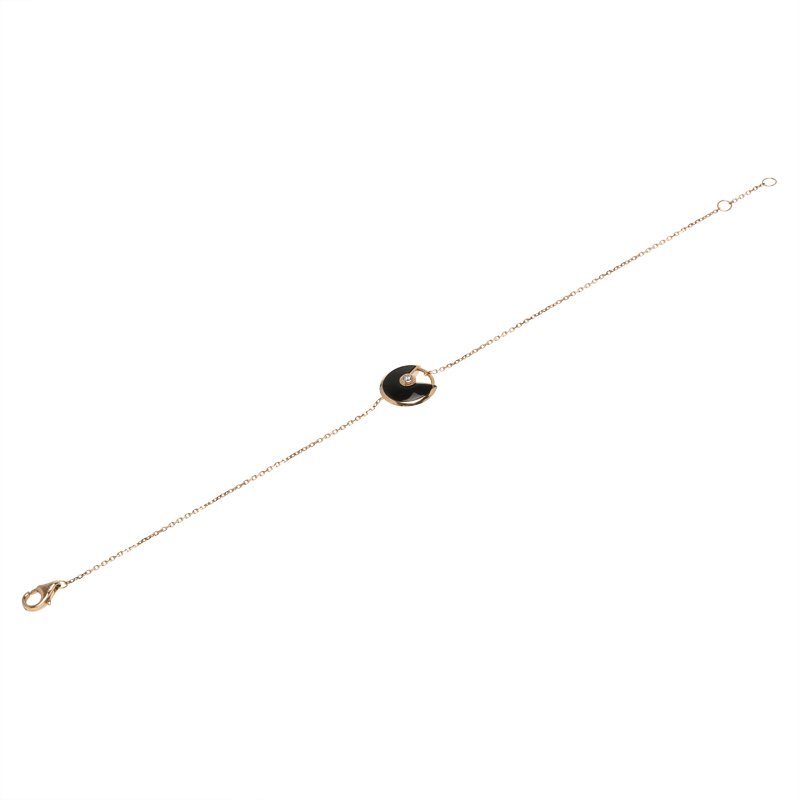 Pre Owned Cartier Amulette De Cartier Onyx Rose Gold Bracelet