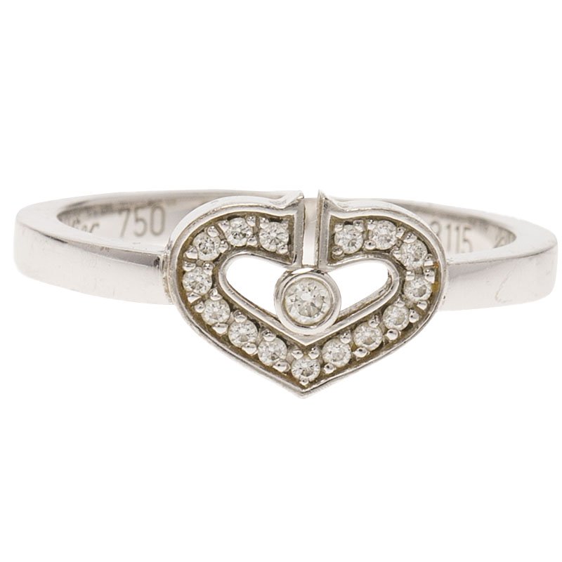 Cartier Hearts & Symbols C Heart Diamond White Gold Ring Size 52 ...