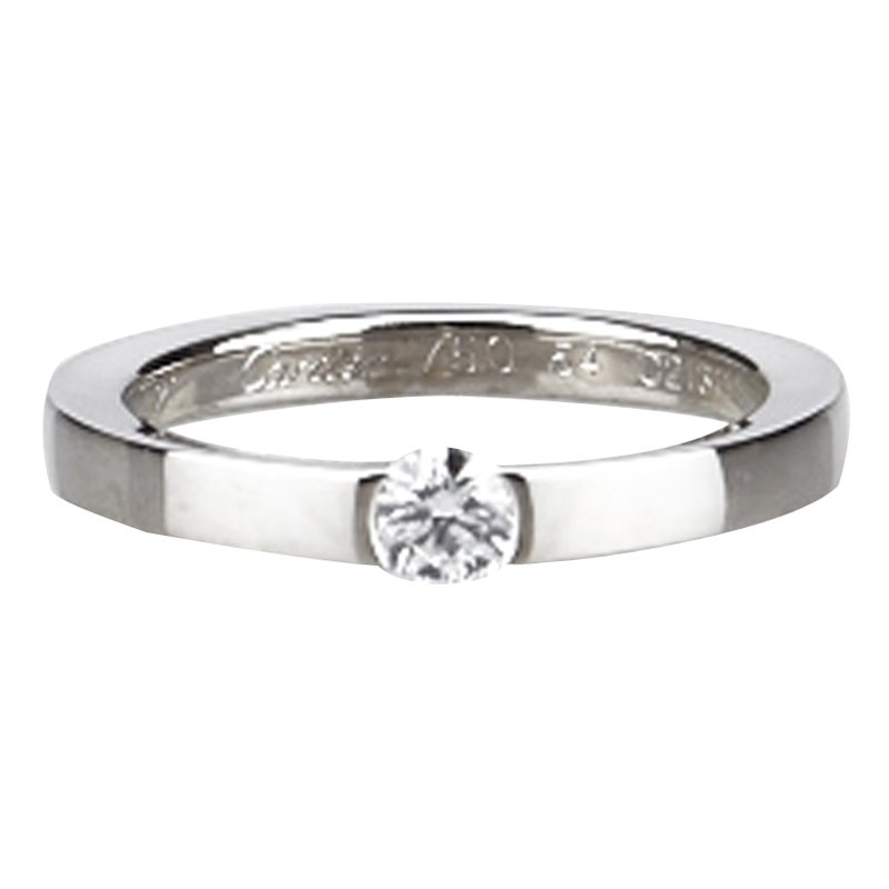 Cartier Solitaire Diamond 0.21 ct  White Gold Ring Size 54