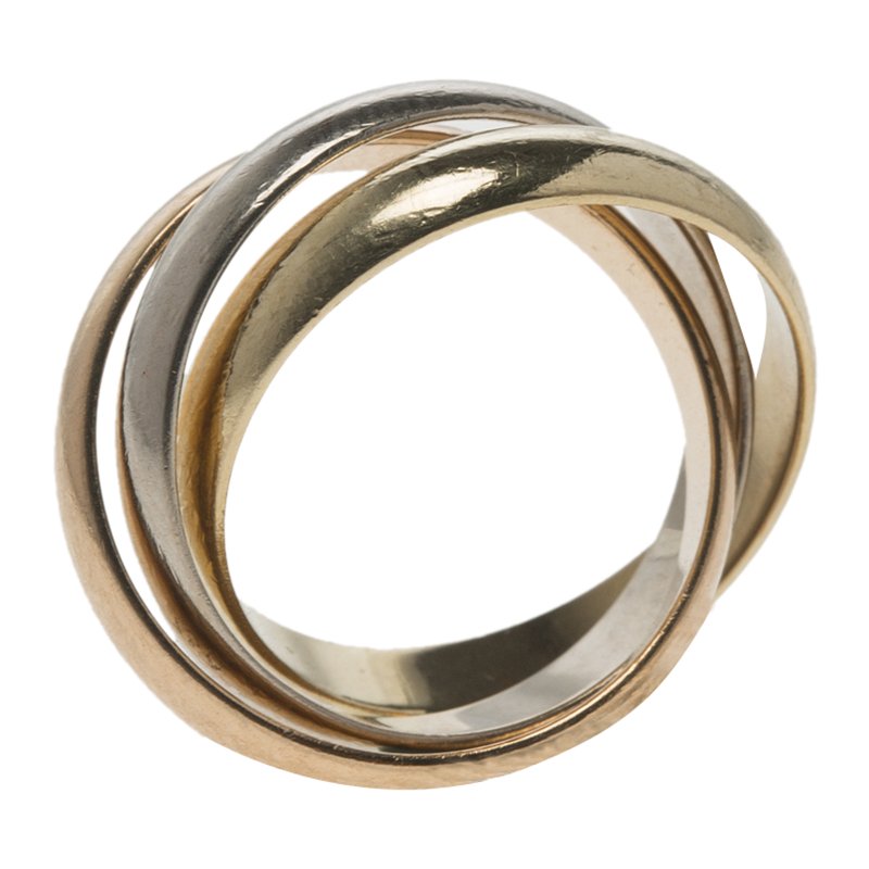 مملوكة مسبقًا Cartier Trinity De Cartier Three Tone 18k Gold Band Ring Size 48