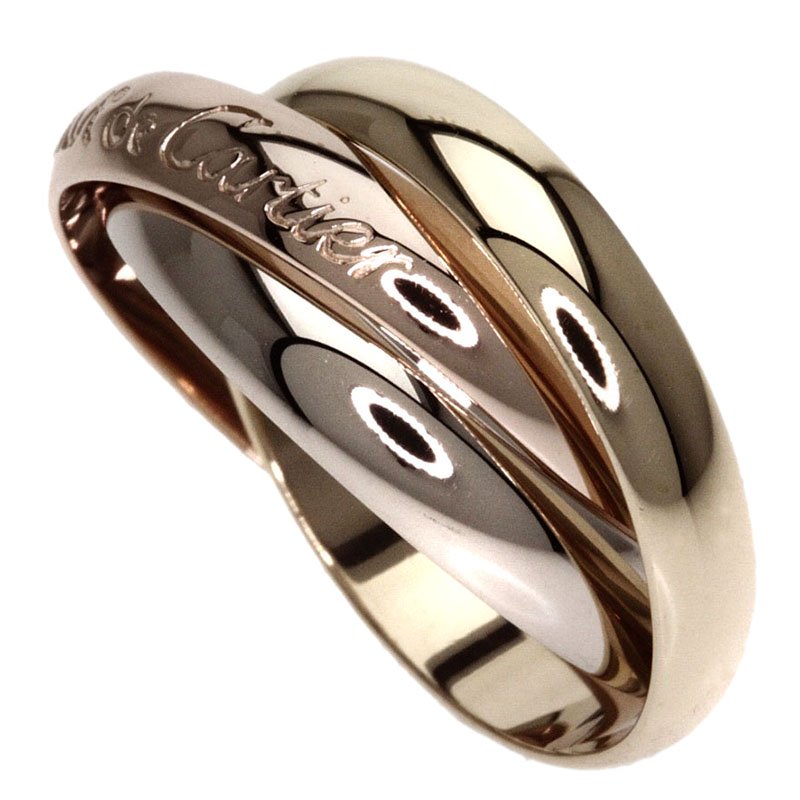 Pre Owned Cartier Trinity de Cartier 18K 3-Tone Gold Band Ring Size 49