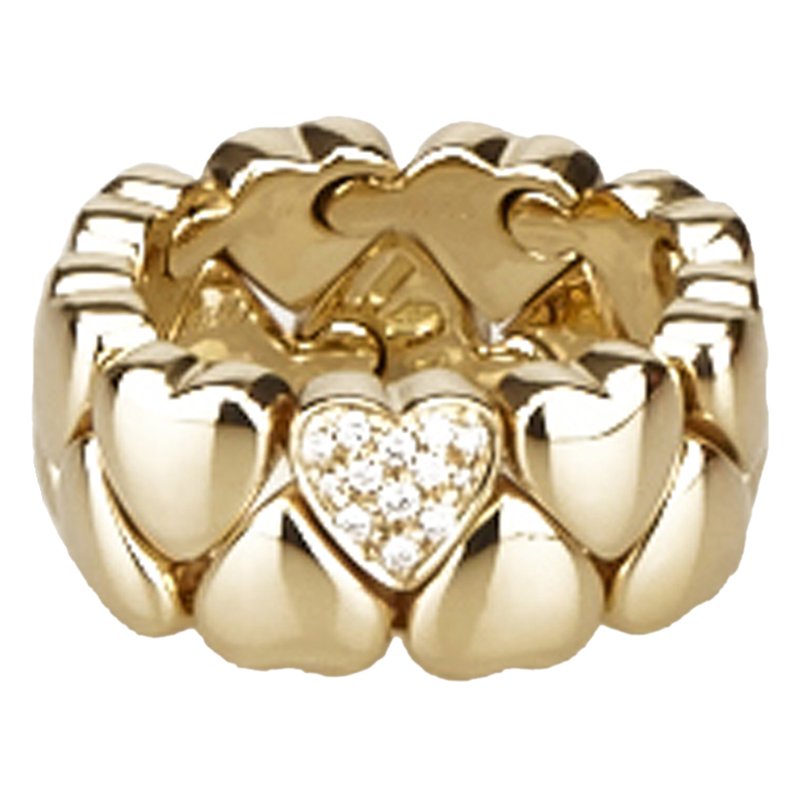 Cartier Heart Diamond Yellow Gold Ring Size 52