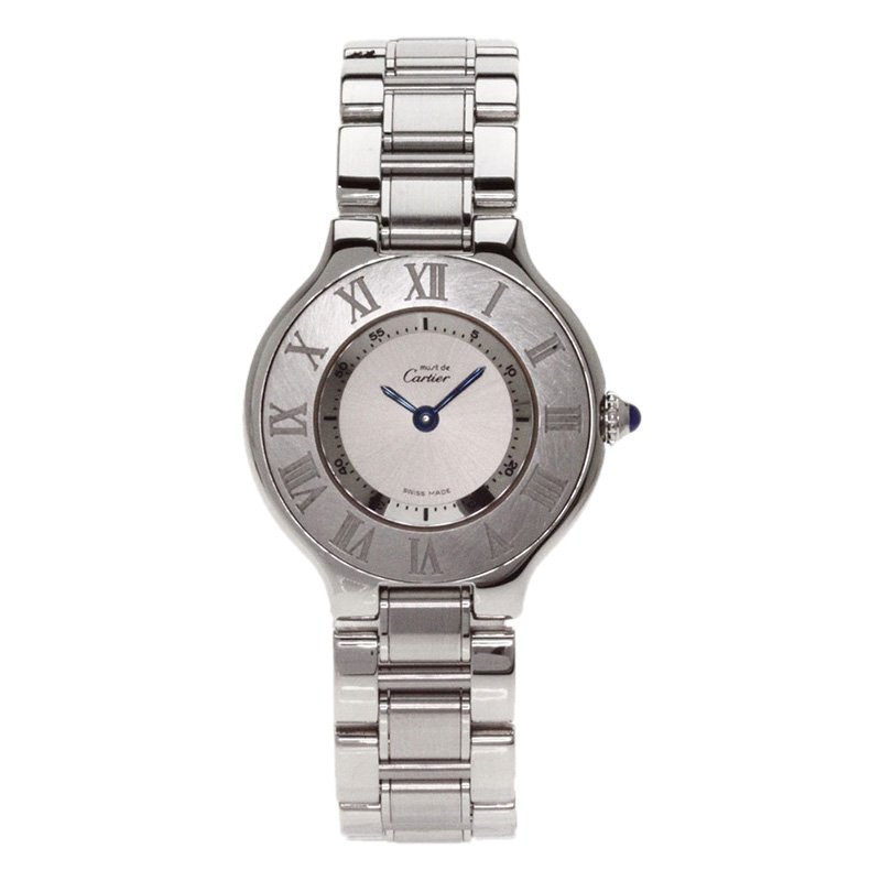 Cartier Silver Stainless Steel Must 21 Women's Wristwatch 27MM Cartier ...