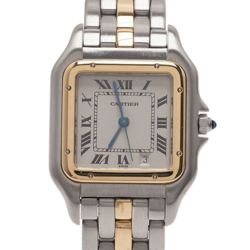 Cartier Ivory Stainless Steel and Gold Panthere Women's Wristwatch 27MM