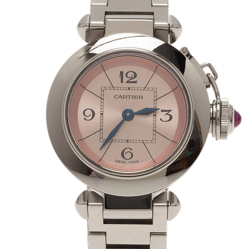 Cartier Pink Stainless Steel Miss Pasha Women's Wristwatch 27MM