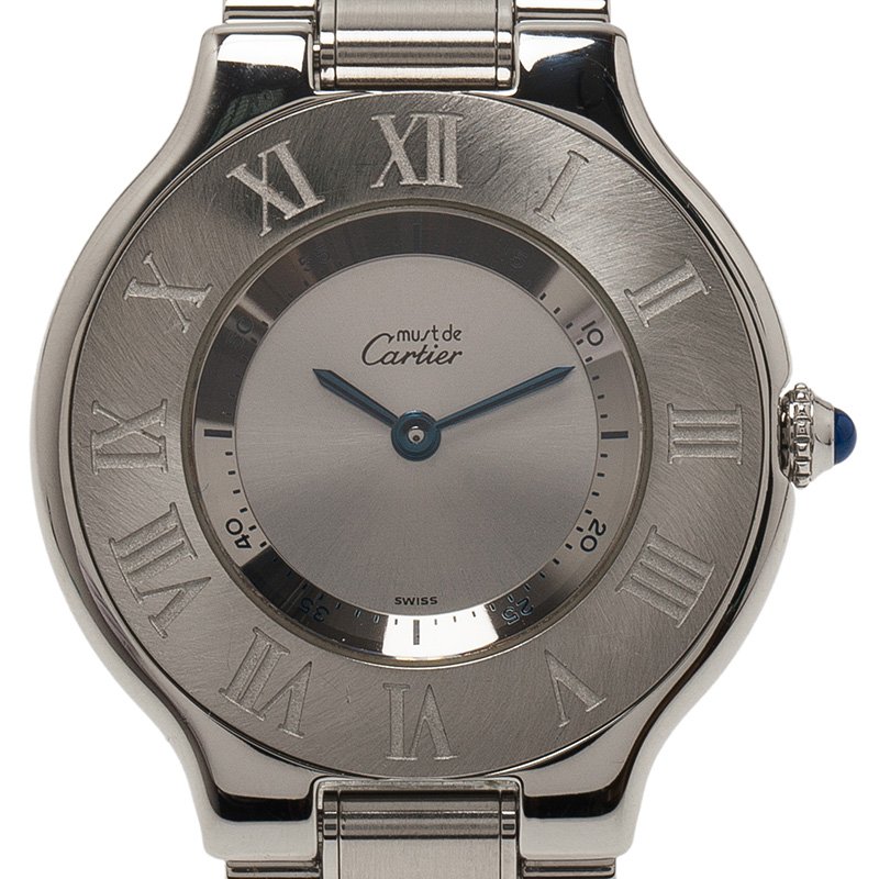 Cartier Silver Stainless Steel Must 21 Women's Wristwatch 33MM