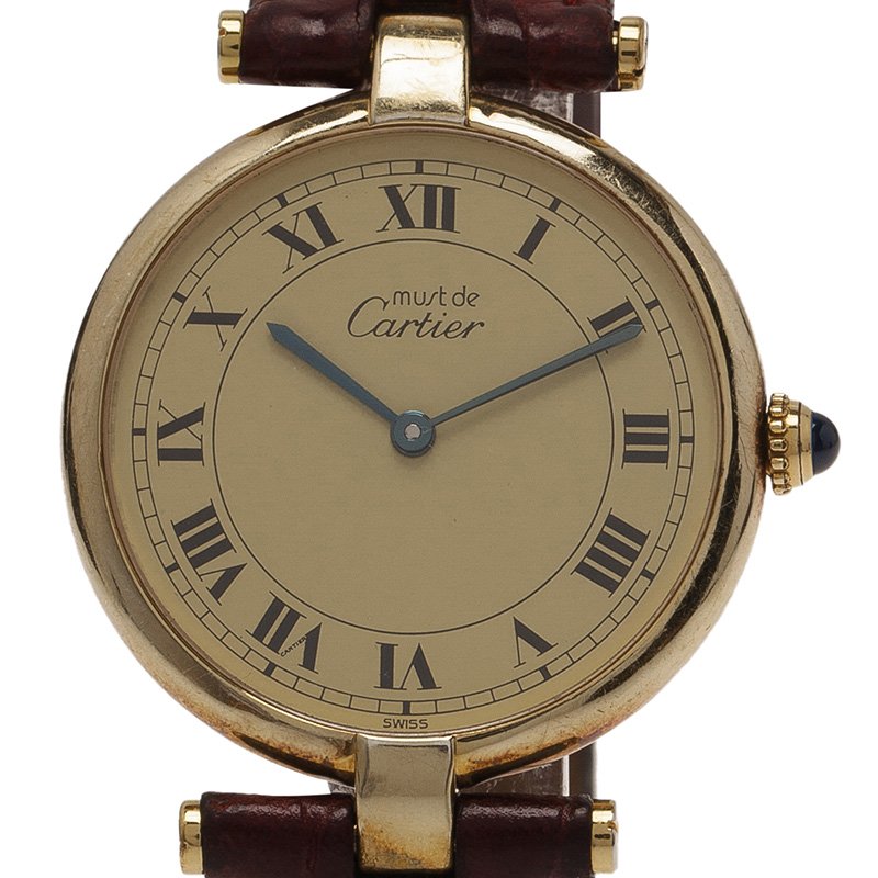 Cartier Beige Gold-Plated Silver Vermeil Women's Wristwatch 30MM