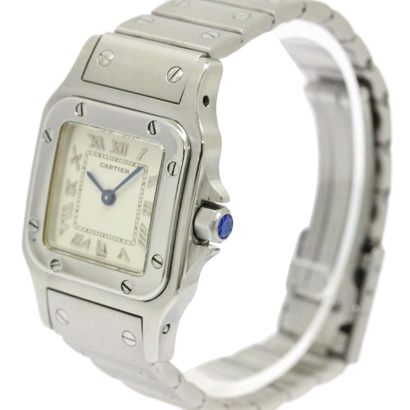 Cartier Ivory Stainless Steel Santos Galbee Women's Wristwatch 29MM