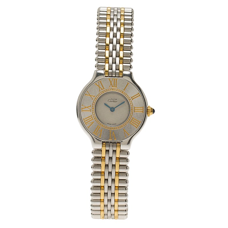 Cartier Ivory Stainless Steel Must 21 Women's Wristwatch 28MM