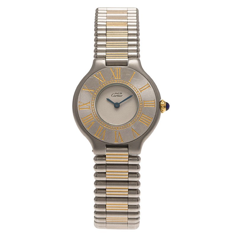 Pre Owned Cartier Ivory Stainless Steel Must 21 Women's Wristwatch 28MM