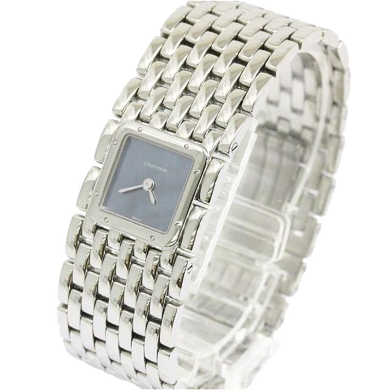 Pre Owned Cartier Blue Mother of Pearl Stainless Steel Panthere Women's Wristwatch 21MM