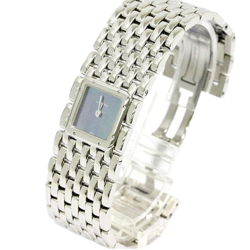 Cartier Blue Mother of Pearl Stainless Steel Panthere Women's Wristwatch 21MM
