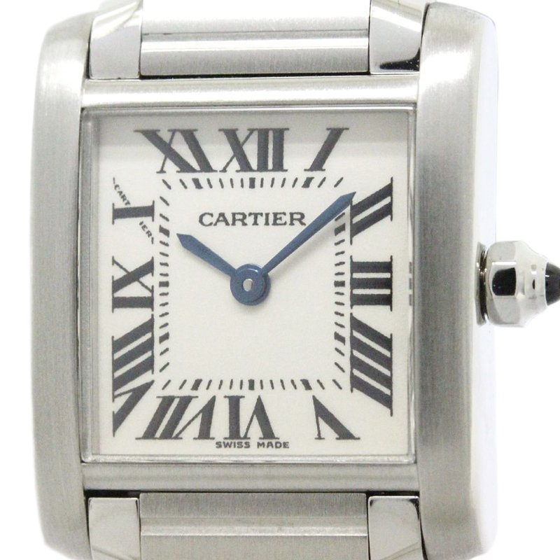 Pre Owned Cartier White Stainless Steel Tank Francaise Women's Wristwatch 20MM
