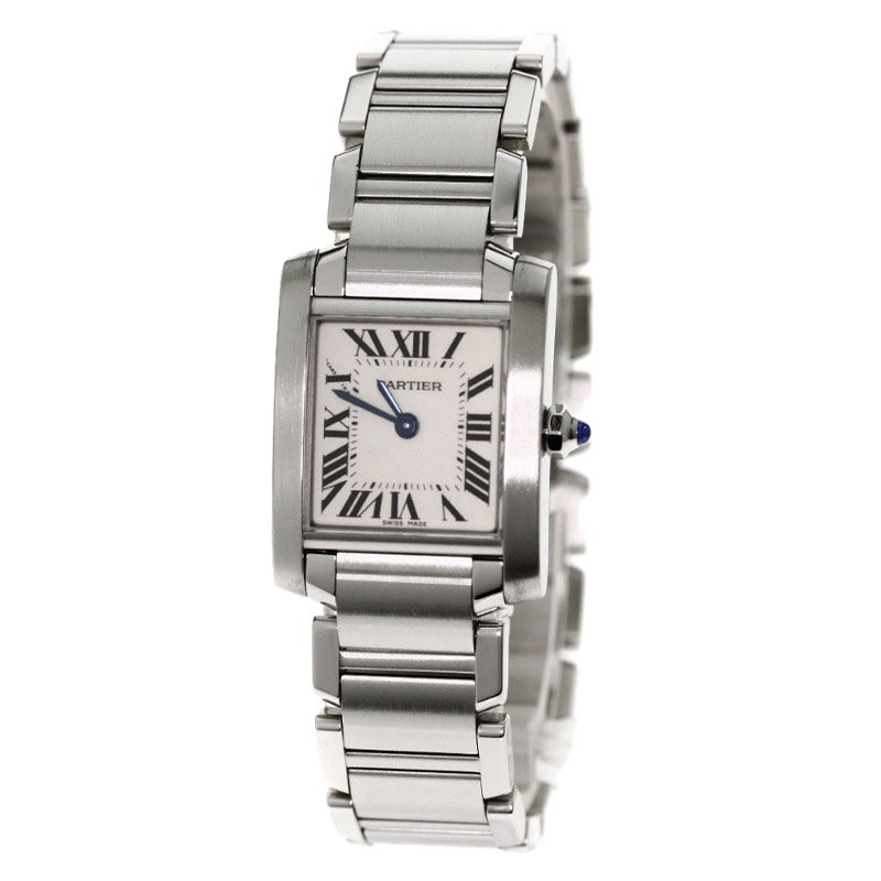 Pre Owned Cartier White Stainless Steel Tank Francaise Women's Wristwatch 20MM