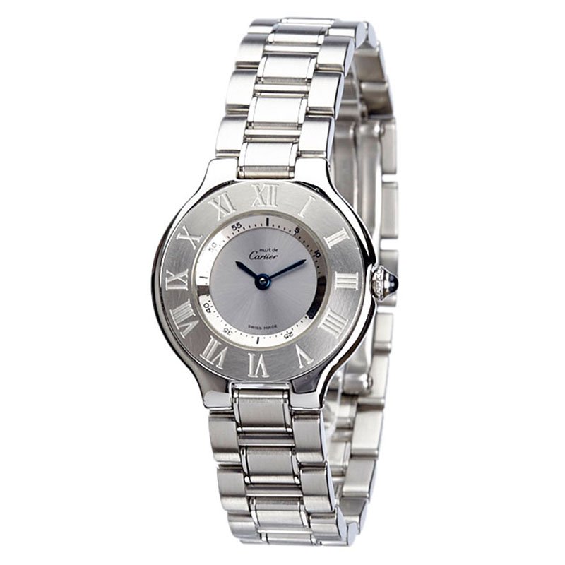 مملوكة مسبقًا Cartier Silver Stainless Steel Must 21 Women's Wristwatch 28MM
