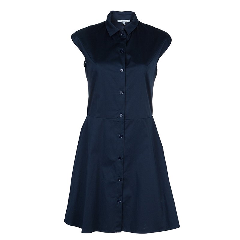 Pre Owned Carven Navy Blue Cap Sleeve A-Line Dress M