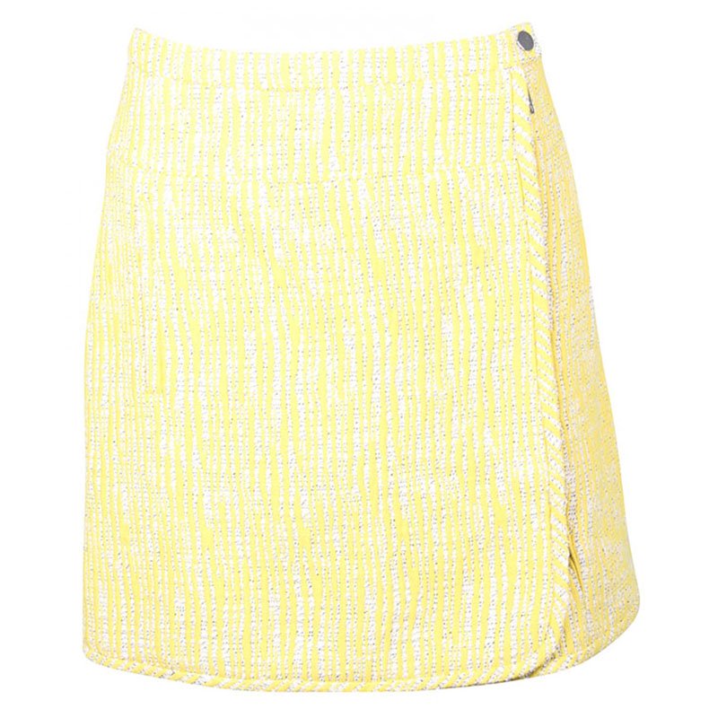 Pre Owned Carven Yellow Tweed Knit Zip Detail Skirt M