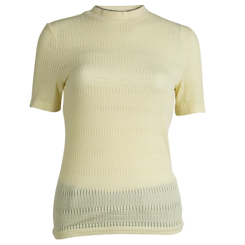 Carven Pastel Yellow Textured Knit Top M