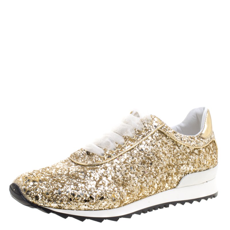 Pre Owned Casadei Limited Edition Glittered Sneakers Size 40