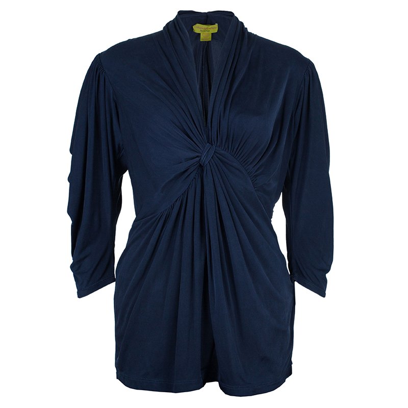 Catherine Malandrino Navy Wrap Detail Top M