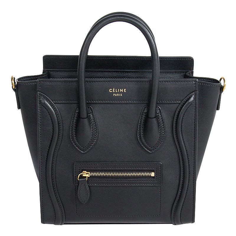 Pre Owned حقيبة يد سيلين نانو لاغدج جلد سوداء 