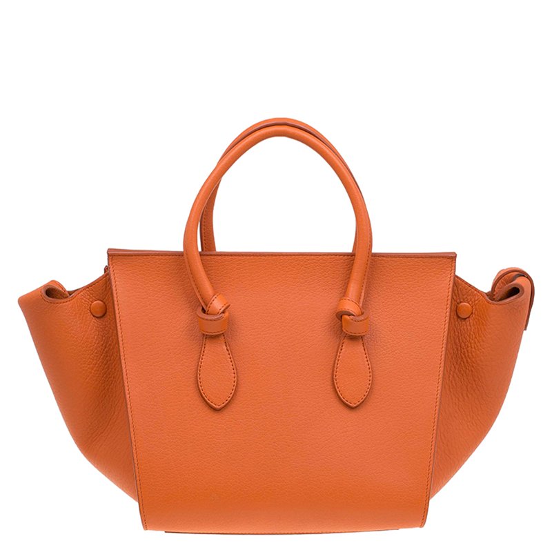 Pre Owned Celine Burnt Orange Leather Mini Tie Tote