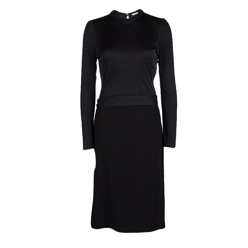 Celine Black Slit Back Detail Long Sleeve Dress L