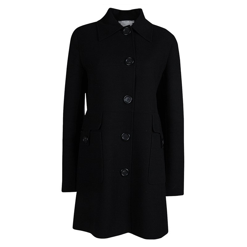 Celine Black Wool Overcoat M