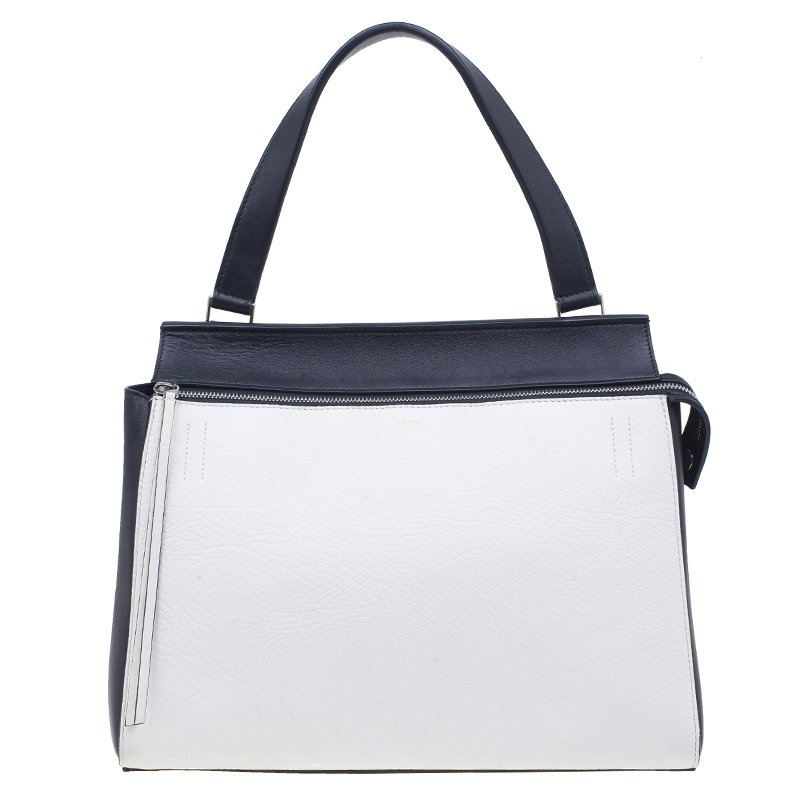Celine Black White Calfskin Leather Edge Shoulder Bag Celine Black White Calfskin Leather Edge Shoulder Bag