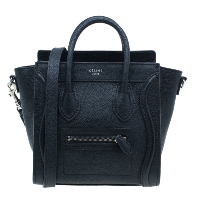 Pre Owned Celine Black Leather Nano Luggage Tote