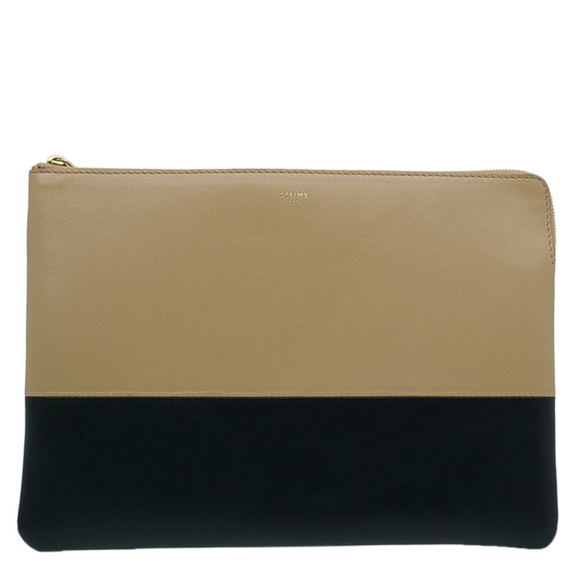 Pre Owned Celine Bi Color Leather Solo Clutch