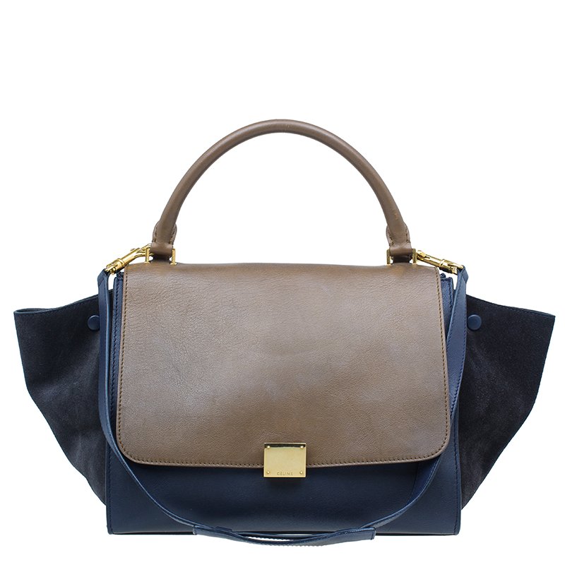 Pre Owned Celine Tri Color Leather Small Trapeze Bag