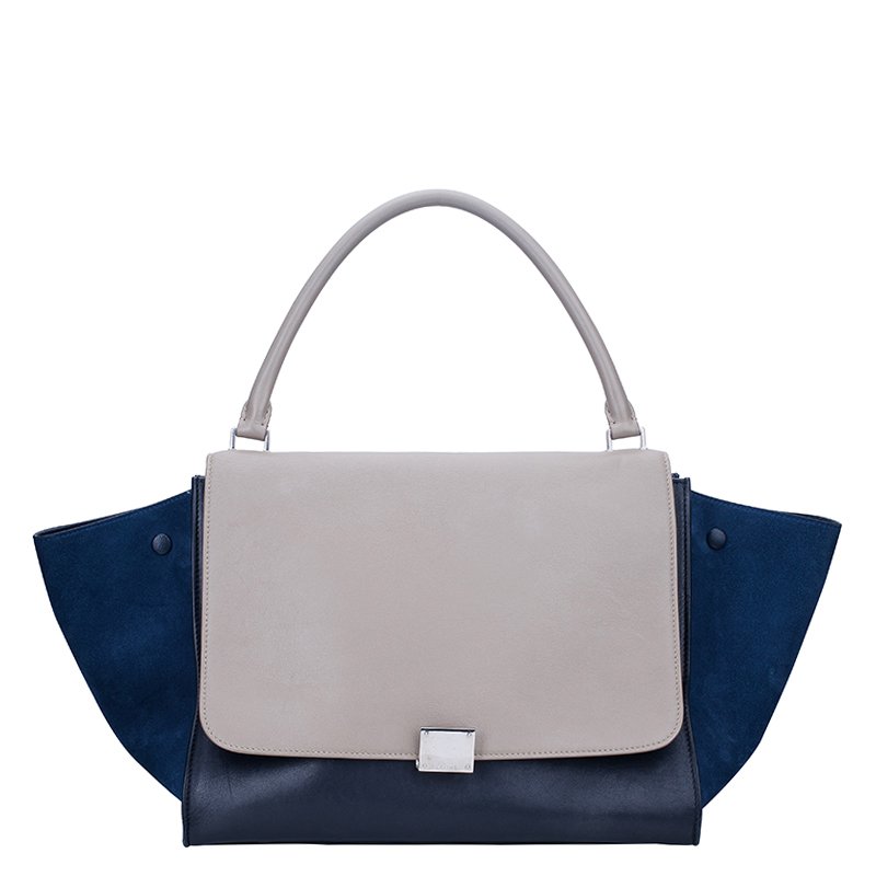 Pre Owned Celine Tricolor Leather and Suede large Trapeze Tote
