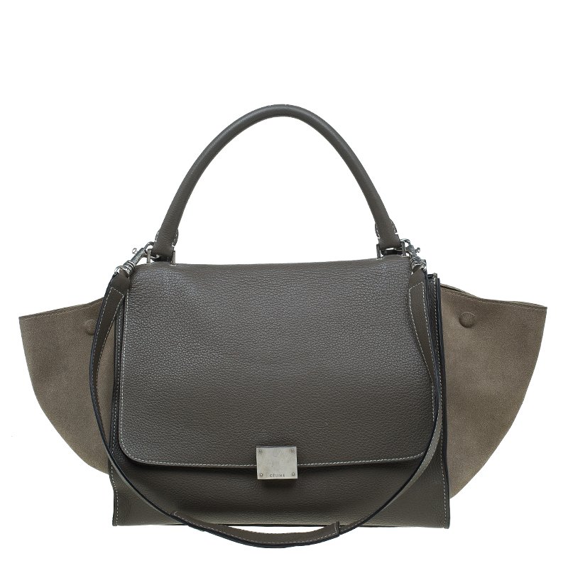 Pre Owned Celine Brown Leather Medium Trapeze Bag