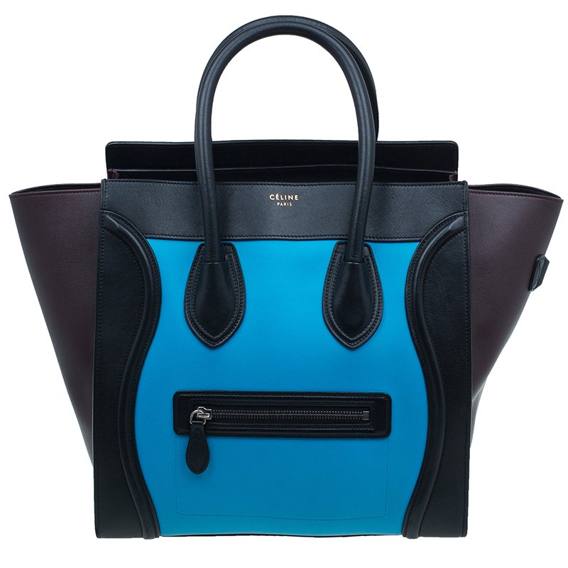 Pre Owned Celine Tri-Color Leather Mini Luggage Tote Bag