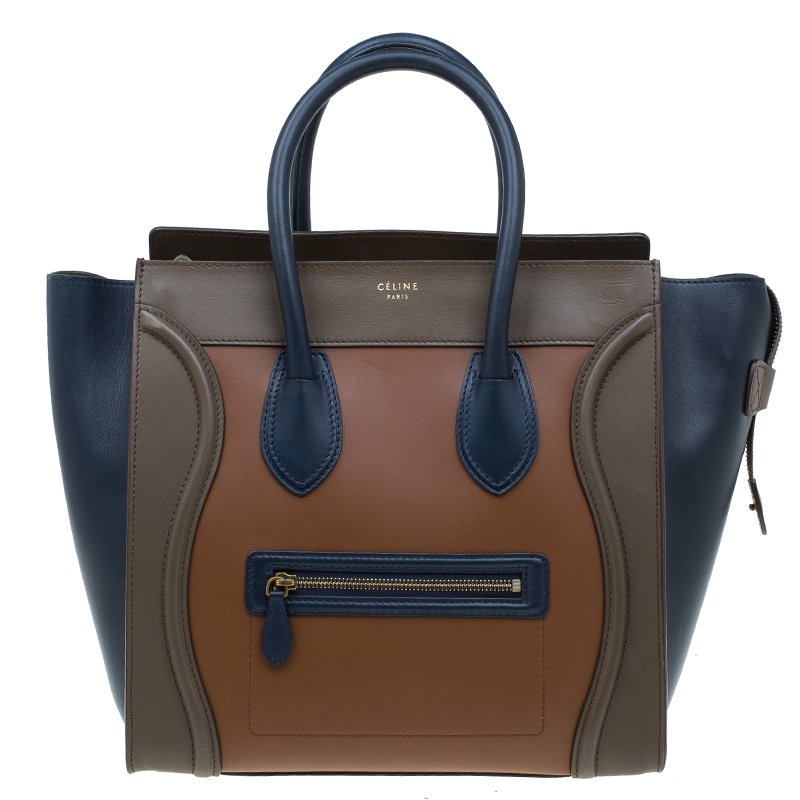 مملوكة مسبقًا حقيبة سيلين ميني لاغيج جلد ثلاثي اللون