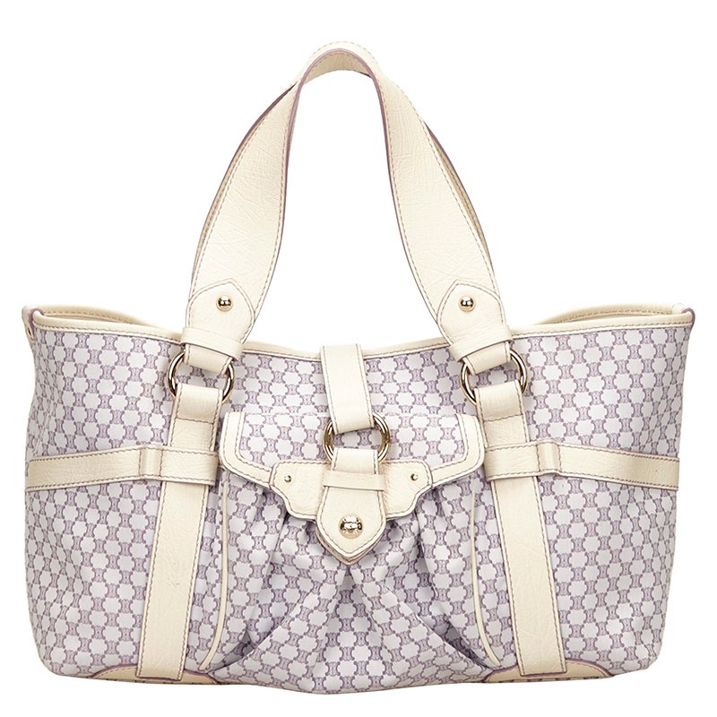 Pre Owned Celine Bi Color Macadam Canvas/Leather Tote