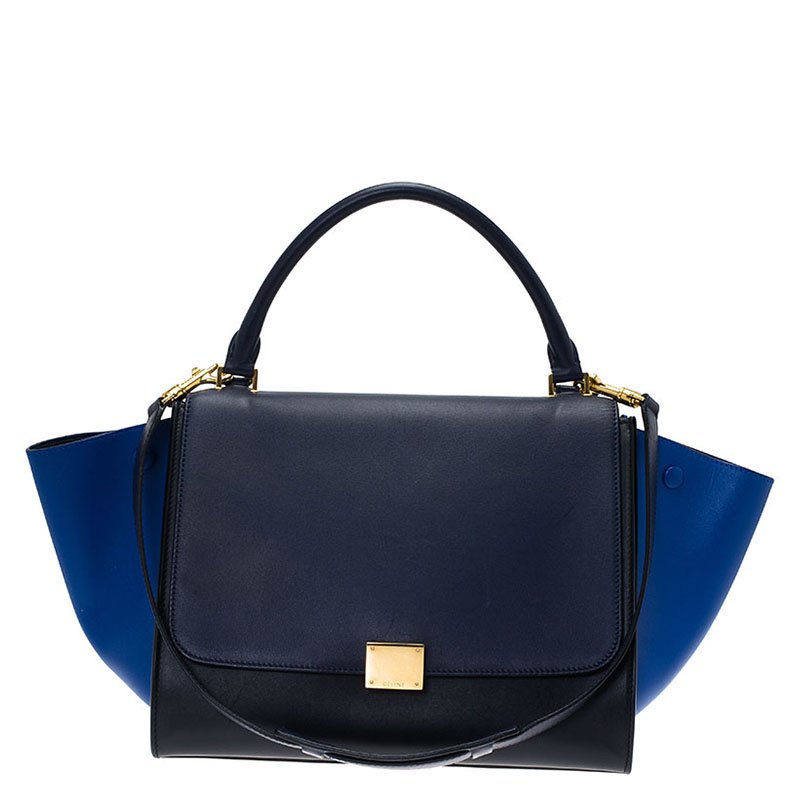 Pre Owned Celine Tri Color Leather Medium Trapeze Bag