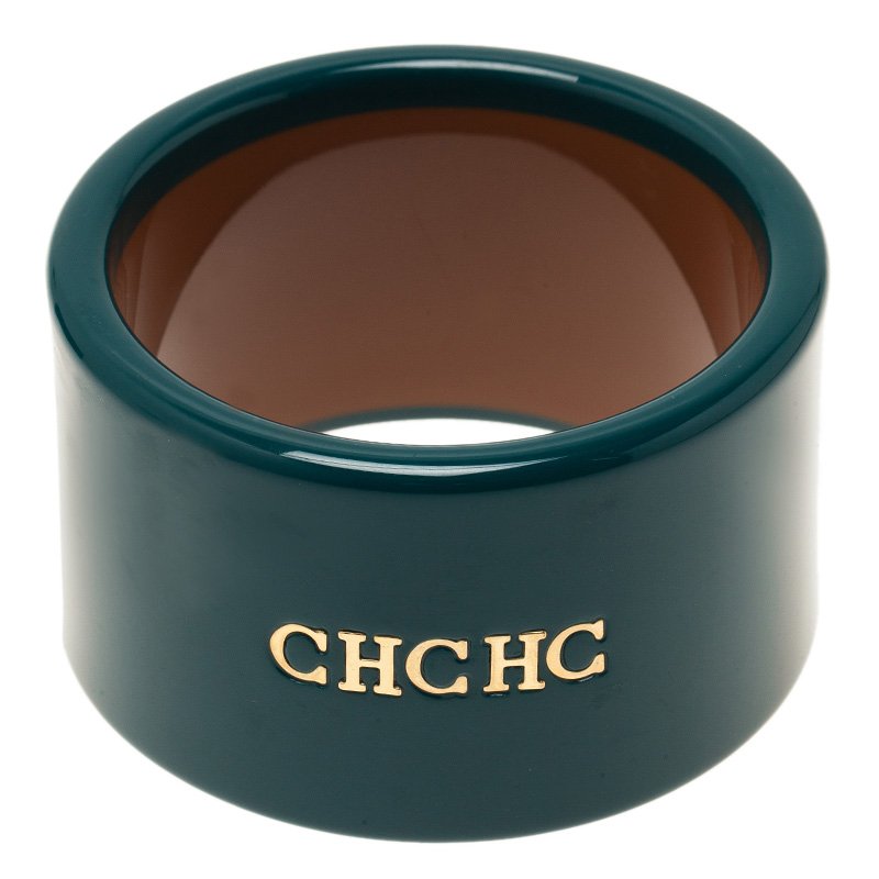 مملوكة مسبقًا CH Carolina Herrera Green Extra Wide Cuff Bracelet Size M