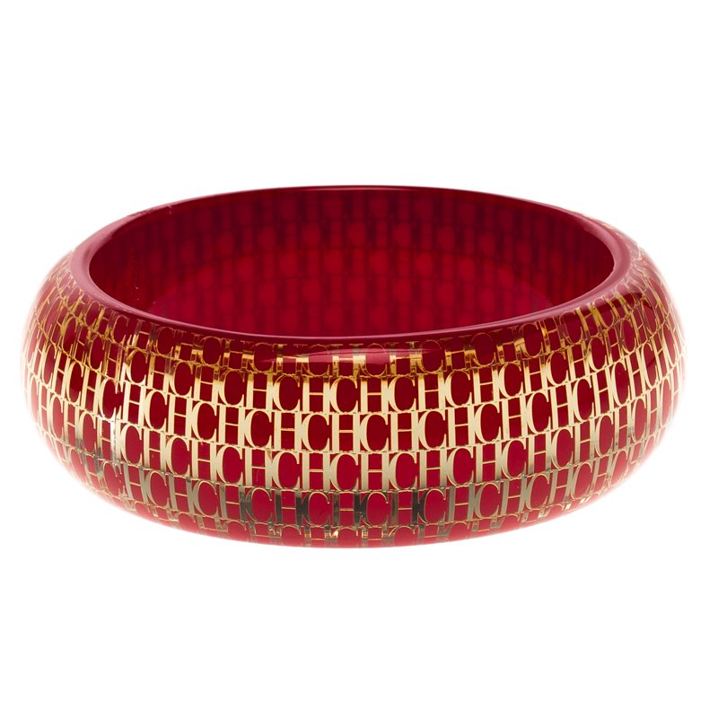 Pre Owned سوار عريض سي إتش كارولينا هيريرا راتنج أحمر بنقش ذهبي اللون