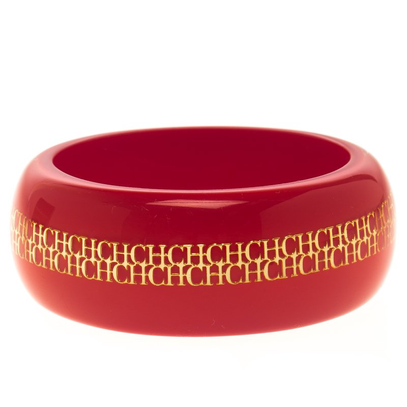 مملوكة مسبقًا سوار عريض سي إتش كارولينا هيريرا راتنج أحمر ومعدن ذهبي اللون 20 سم