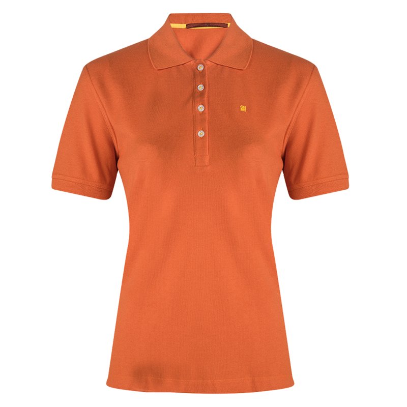CH Carolina Herrera Orange Short Sleeve Polo T-Shirt L