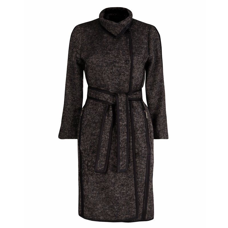 Pre Owned CH Carolina Herrera Brown Textured Belted Overcoat M