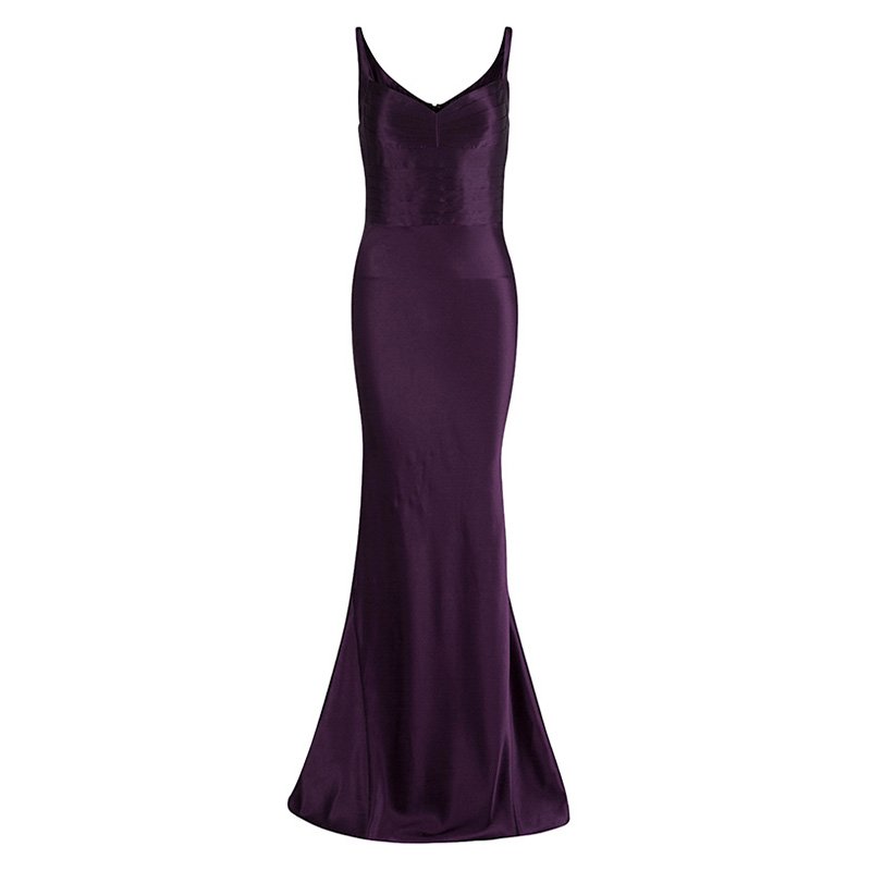 CH Carolina Herrera Purple Silk Sleeveless Evening Gown S