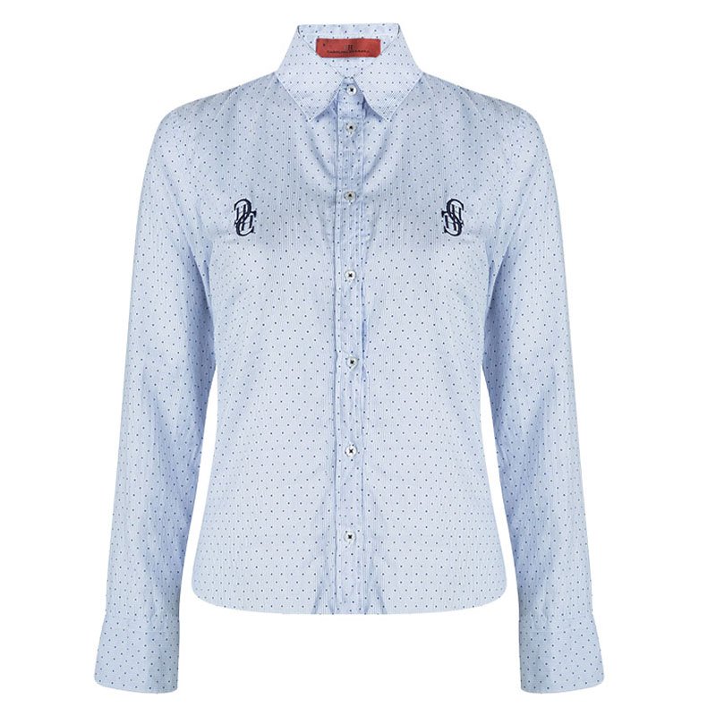 CH Carolina Herrera Blue Striped Dotted Long Sleeve Shirt M CH Carolina ...