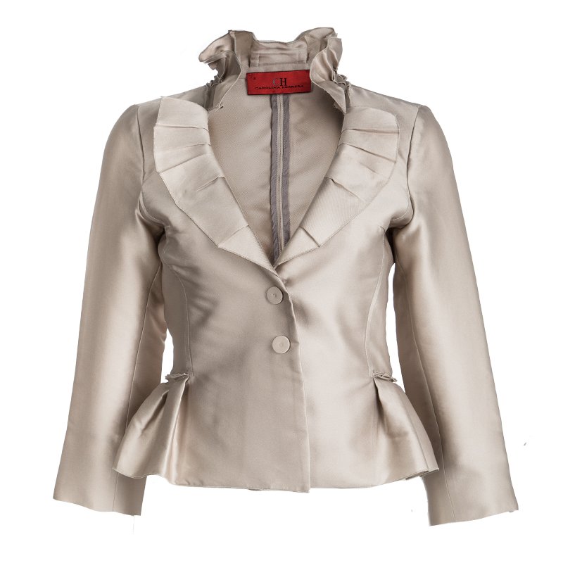 Pre Owned جاكيت سي أتش ارولينا هيريرا بيج بكشكشة مزينة S