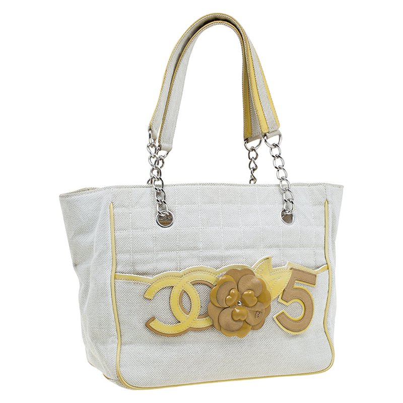 Chanel Beige Canvas and Patent Leather Camellia  Tote Chalayan | TLC