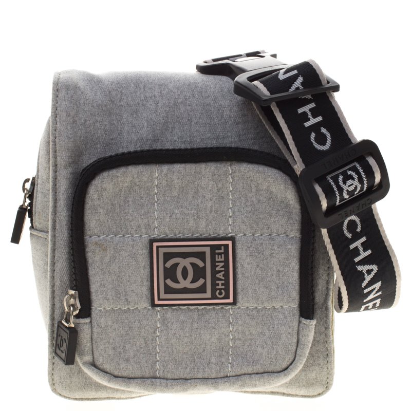 Chanel Grey Cotton Blend CC Logo Sport Waist Bag